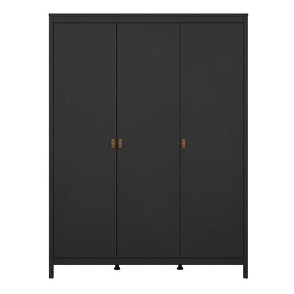 Barcelona Wardrobe with 3 Doors in Matt Black