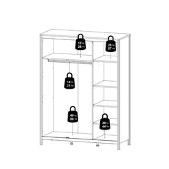 Barcelona Wardrobe with 3 Doors in Matt Black - Furniture One Shop