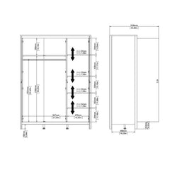 Barcelona Wardrobe with 3 Doors in Matt Black - Furniture One Shop