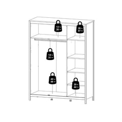 Barcelona Wardrobe with 3 Doors in White - Furniture One Shop