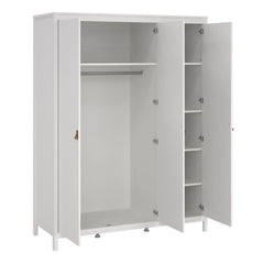 Barcelona Wardrobe with 3 Doors in White - Furniture One Shop