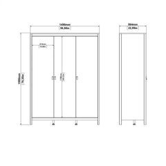 Barcelona Wardrobe with 3 Doors in White - Furniture One Shop
