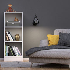 Basic Low Narrow Bookcase (2 Shelves) in White - Furniture One Shop