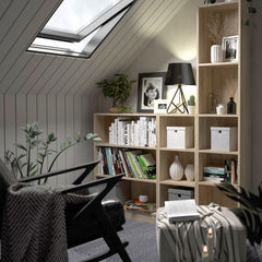 Basic Low Wide Bookcase (2 Shelves) in Oak - Furniture One Shop