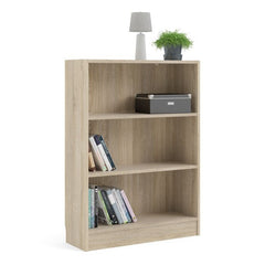 Basic Low Wide Bookcase (2 Shelves) in Oak - Furniture One Shop