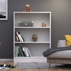 Basic Low Wide Bookcase (2 Shelves) in White - Furniture One Shop