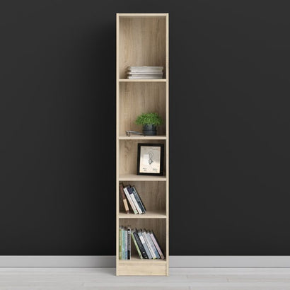 Basic Tall Narrow Bookcase (4 Shelves) in Oak - Furniture One Shop