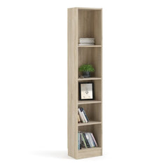 Basic Tall Narrow Bookcase (4 Shelves) in Oak - Furniture One Shop