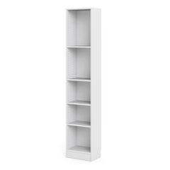 Basic Tall Narrow Bookcase (4 Shelves) in White - Furniture One Shop