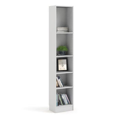Basic Tall Narrow Bookcase (4 Shelves) in White - Furniture One Shop