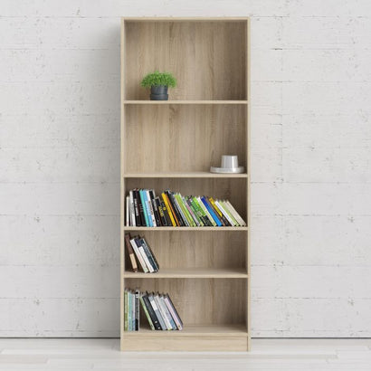 Basic Tall Wide Bookcase (4 Shelves) in Oak - Furniture One Shop
