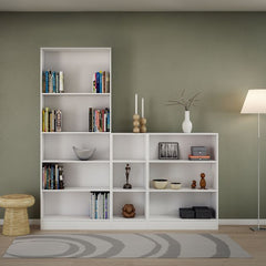 Basic Tall Wide Bookcase (4 Shelves) in White - Furniture One Shop