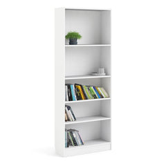 Basic Tall Wide Bookcase (4 Shelves) in White - Furniture One Shop