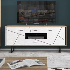 Brolo 2 Door 2 Drawer TV Unit With the Walnut and Dark Panel Finish - Furniture One Shop