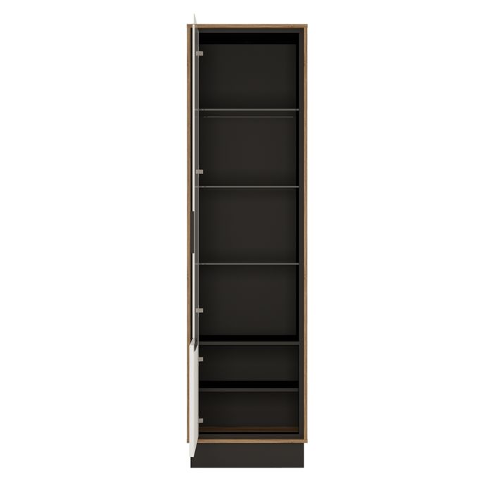 Brolo Tall Glazed Display Cabinet (LH) With the Walnut and Dark Panel Finish