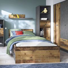 Brooklyn 2 Door Wardrobe with 2 Drawers in Walnut and Dark Matera Grey - Furniture One Shop