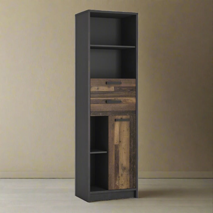 Brooklyn Bookcase in Walnut and Dark Matera Grey