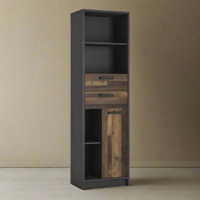 Brooklyn Bookcase in Walnut and Dark Matera Grey - Furniture One Shop