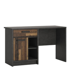 Brooklyn Desk with 1 Door and 1 Drawer in Walnut and Dark Matera Grey - Furniture One Shop