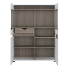 Chelsea Living Low Display Cabinet 109cm Wide in White with a Truffle Oak Trim - Furniture One Shop