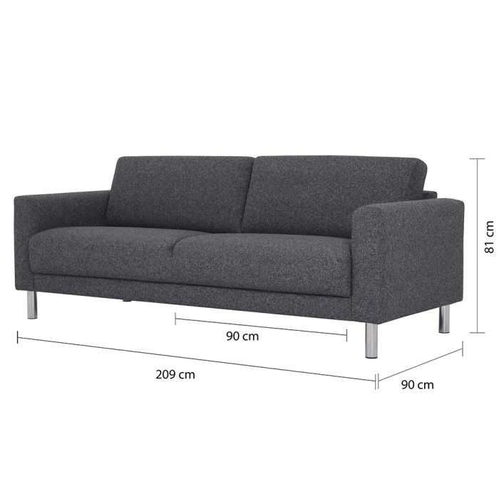 Cleveland 3-Seater Sofa in Nova Anthracite