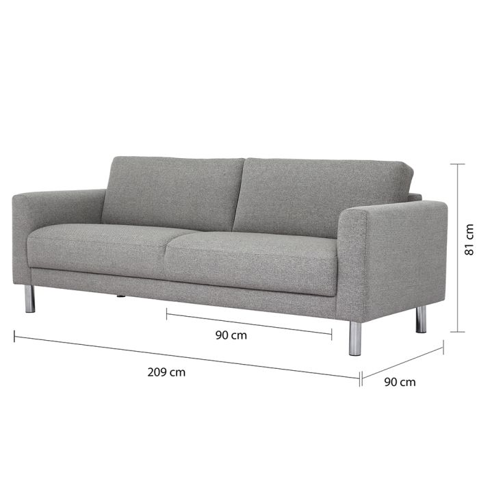 Cleveland 3-Seater Sofa in Nova Light Grey