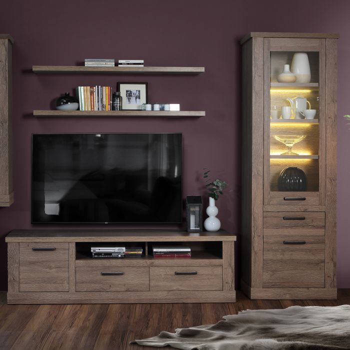 Corona TV Unit  in Tabak Oak