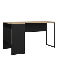 Function Plus Corner Desk 2 Drawers in Black Matt and Oak - Furniture One Shop