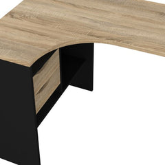 Function Plus Corner Desk 2 Drawers in Black Matt and Oak - Furniture One Shop