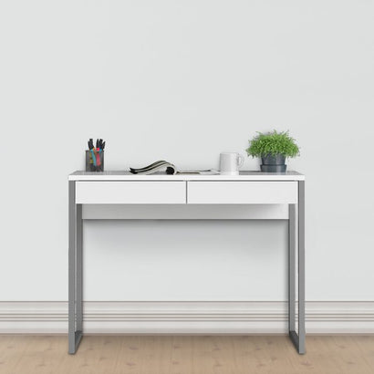 Function Plus Desk 2 Drawers in White High Gloss - Furniture One Shop