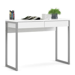Function Plus Desk 2 Drawers in White High Gloss - Furniture One Shop