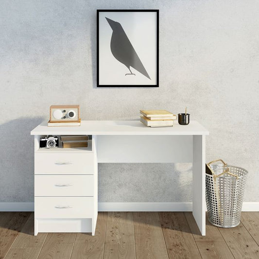 Function Plus Wooden Deskwith 3 Drawers in White