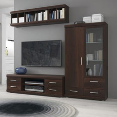 Imperial 2 Door 3 Drawer Glazed Display Cabinet in Dark Mahogany Melamine - Furniture One Shop