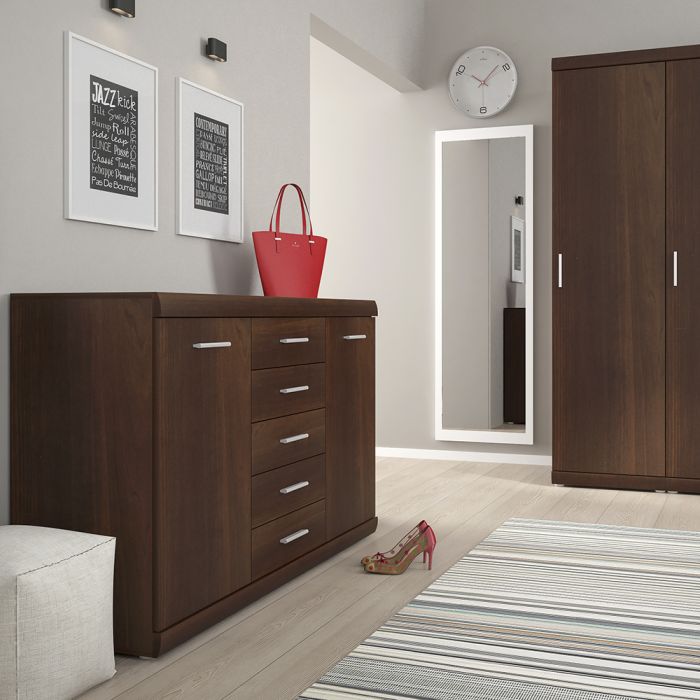 Imperial 2 Door 5 Drawer Sideboard in Dark Mahogany Melamine