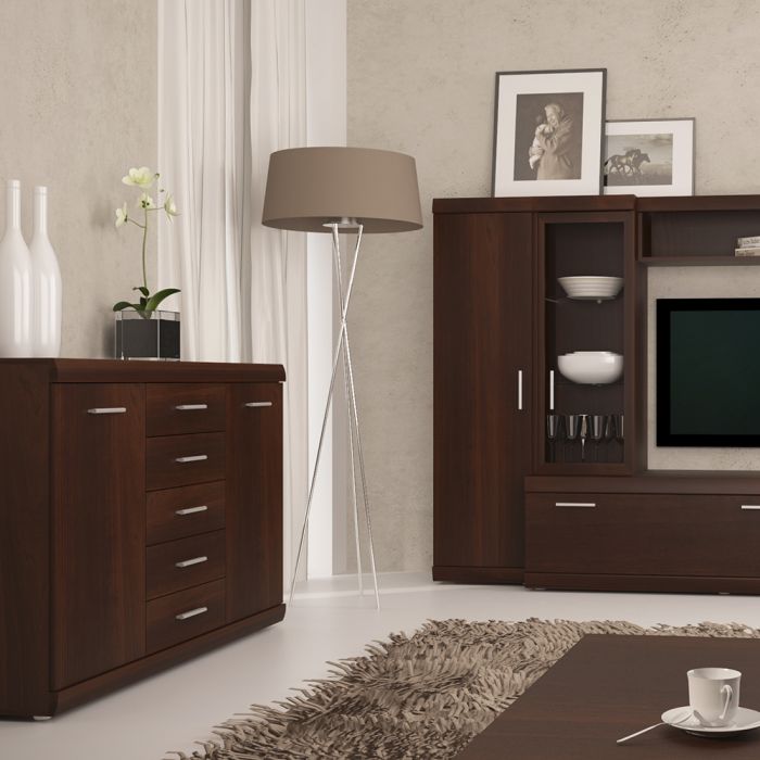 Imperial 2 Door 5 Drawer Sideboard in Dark Mahogany Melamine