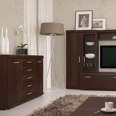 Imperial 2 Door 5 Drawer Sideboard in Dark Mahogany Melamine - Furniture One Shop