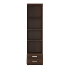 Imperial Tall 2 Drawer Narrow Cabinet with Open Shelving in Dark Mahogany Melamine - Furniture One Shop