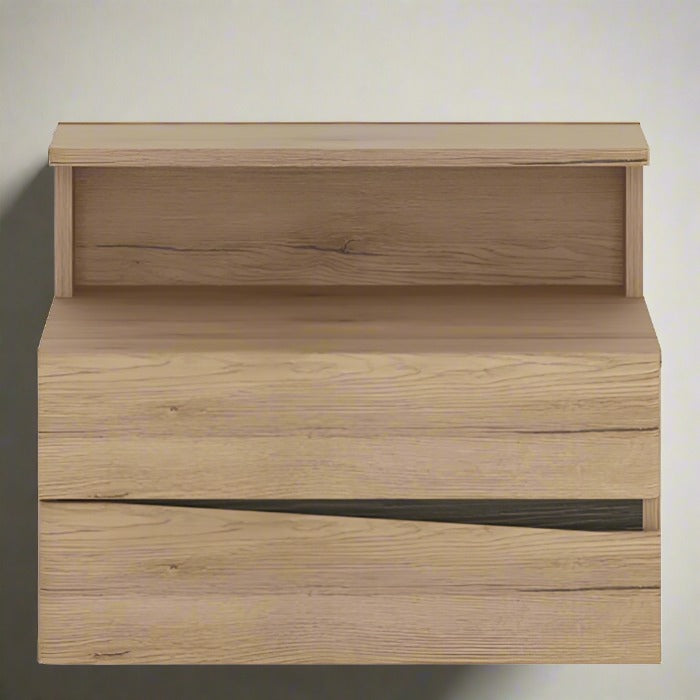 Kensington 2 Drawer Bedside Cabinet LH Drawer (wall fixing) in Oak.