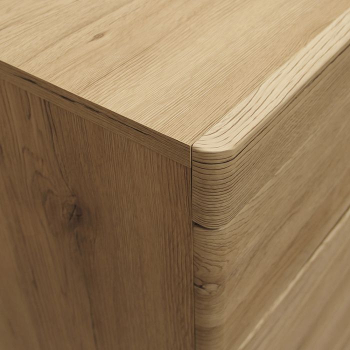 Kensington 2 Drawer Bedside Cabinet LH Drawer (wall fixing) in Oak.