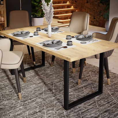 Nikomedes Dining Table in Bartex Oak  - Furniture One Shop