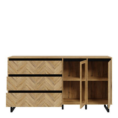 Nikomedes Sideboard in Spica Oak/Matt Black/Bartex Oak - Furniture One Shop