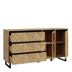 Nikomedes Sideboard in Spica Oak/Matt Black/Bartex Oak - Furniture One Shop