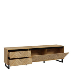 Nikomedes TV Unit  in Spica Oak/Matt Black/Bartex Oak - Furniture One Shop