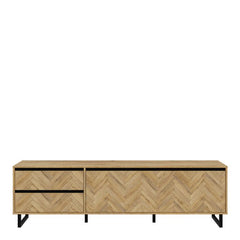Nikomedes TV Unit  in Spica Oak/Matt Black/Bartex Oak - Furniture One Shop