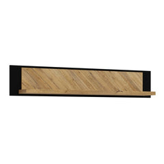 Nikomedes Wall shelf in Spica Oak/Matt Black/Bartex Oak - Furniture One Shop