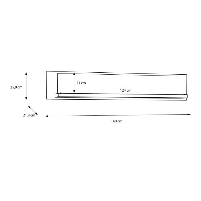 Nikomedes Wall shelf in Spica Oak/Matt Black/Bartex Oak