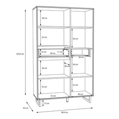 Nikomedes Display Cabinet in Spica Oak/Matt Black/Bartex Oak - Furniture One Shop