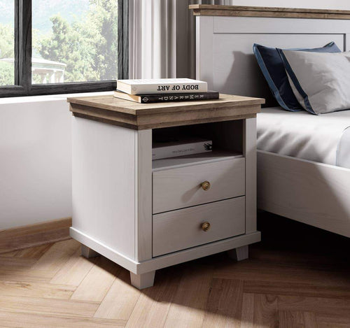 Evora 2 Drawer Bedside Cabinet in Abisko Ash and Oak Lefkas