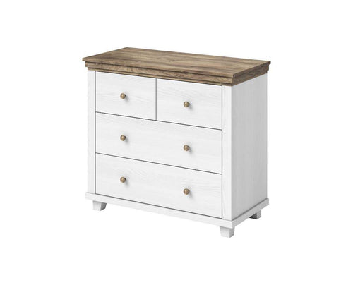 Evora 4 Drawer Chest of Drawers in Abisko Ash and Oak Lefkas - 90cm