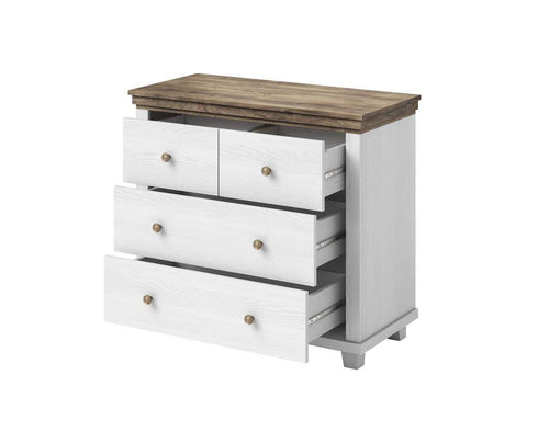 Evora 4 Drawer Chest of Drawers in Abisko Ash and Oak Lefkas - 90cm